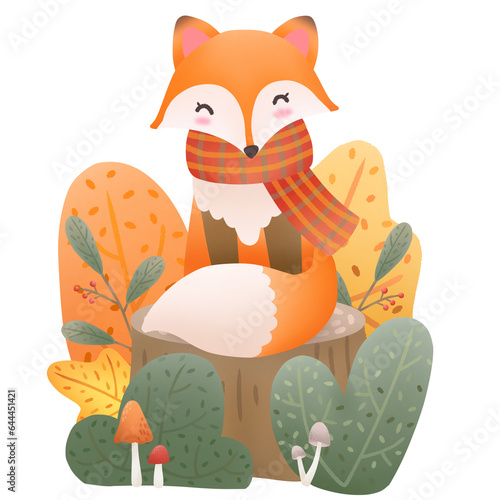 fox sitting on a tree stump