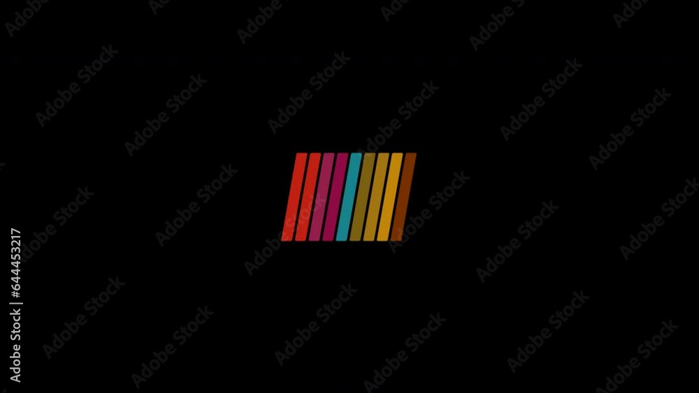 Black background with moving colourful retro lines. Black background with moving colourful retro lines.