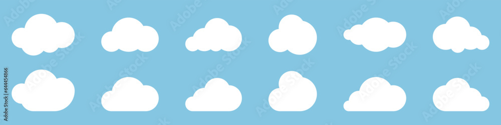 White Clouds. Cloud collection. Vector Clouds in modern design. Cloud vector icon. Vector illustration