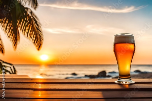 beer at sunset