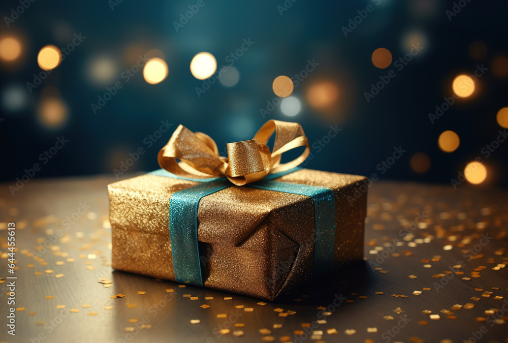 Christmas present on table close up Christmas present on table close up