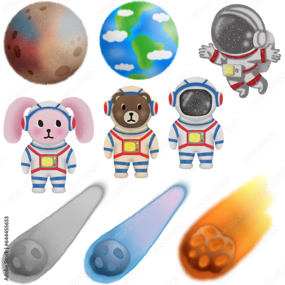 Planets in a solar system in a cute illustration2