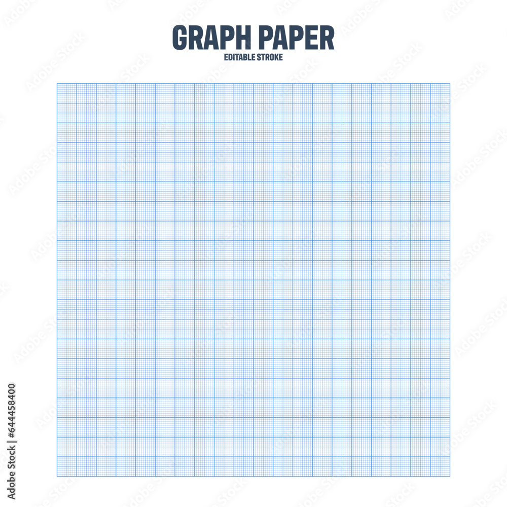 Sheet of graph paper with grid. Millimeter paper texture, geometric pattern. Blue lined blank for drawing, studying, technical engineering or scale measurement. Vector illustration Sheet of graph paper with grid. Millimeter paper texture, geometric pattern. Blue lined blank for drawing, studying, technical engineering or scale measurement. Vector illustration