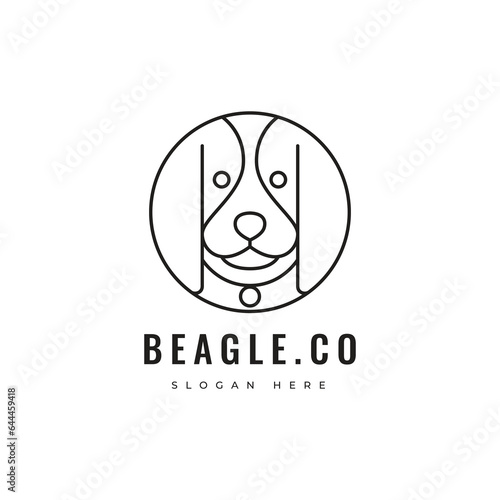 beagle dog minimal modern animal pet domestic veterinary friend logo design vector graphic illustration