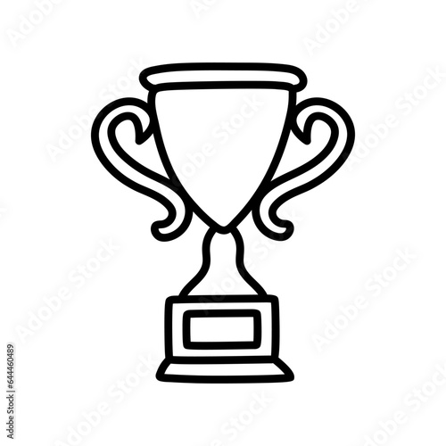 Trophy sketch doodle. Hand drawn winners prize on white background.