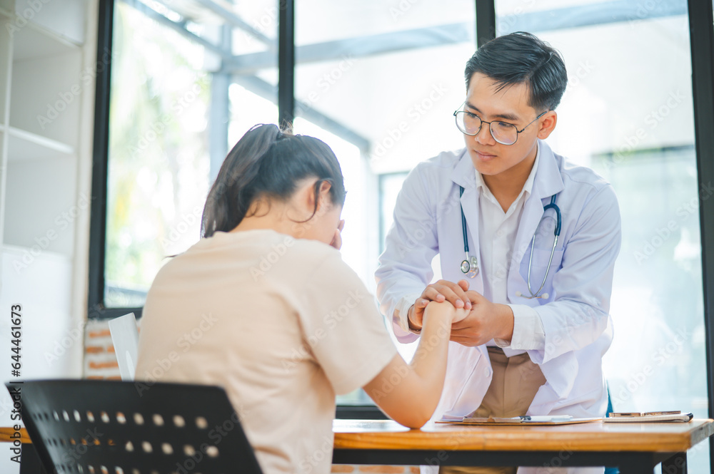 doctor hand holding the patient's hand. To encourage and comfort the patient so that the patient is not sad and worried. doctor hand holding the patient's hand. To encourage and comfort the patient so that the patient is not sad and worried.