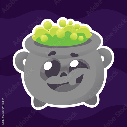 Cauldron Illustration Sticker Cute Toon Halloween