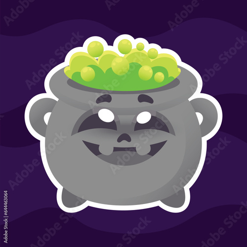 Cauldron Illustration Sticker Cute Toon Halloween