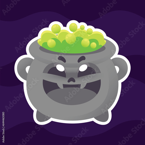 Cauldron Illustration Sticker Cute Toon Halloween