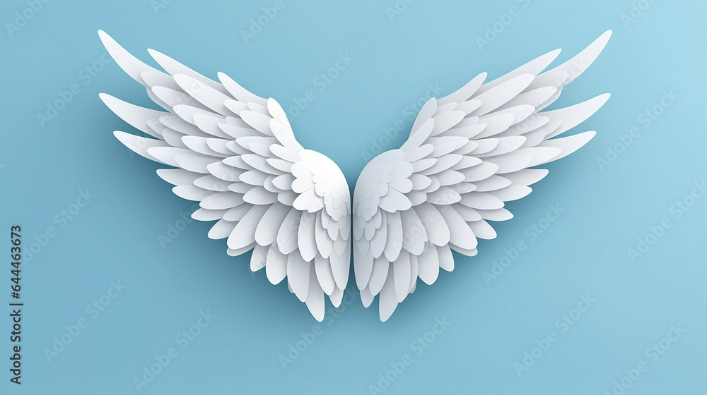 Obraz premium 3D Angel Wings On Blue Background.