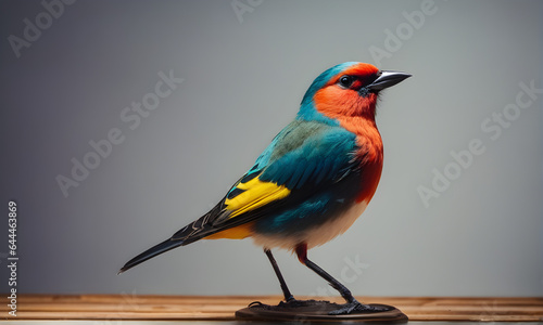 Beautiful colorful bird filmed in study bright feathers colorful nature bird