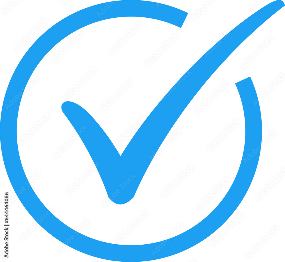 Blue checkmark verification icon in a circular border Blue checkmark verification icon in a circular border