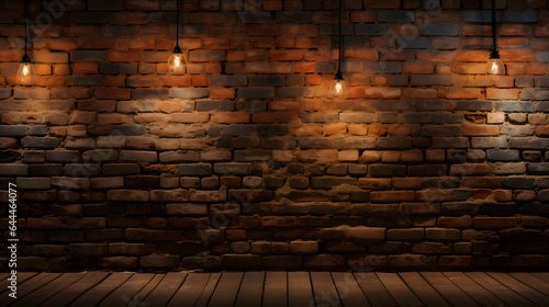 brick wall with vintage lamp light background