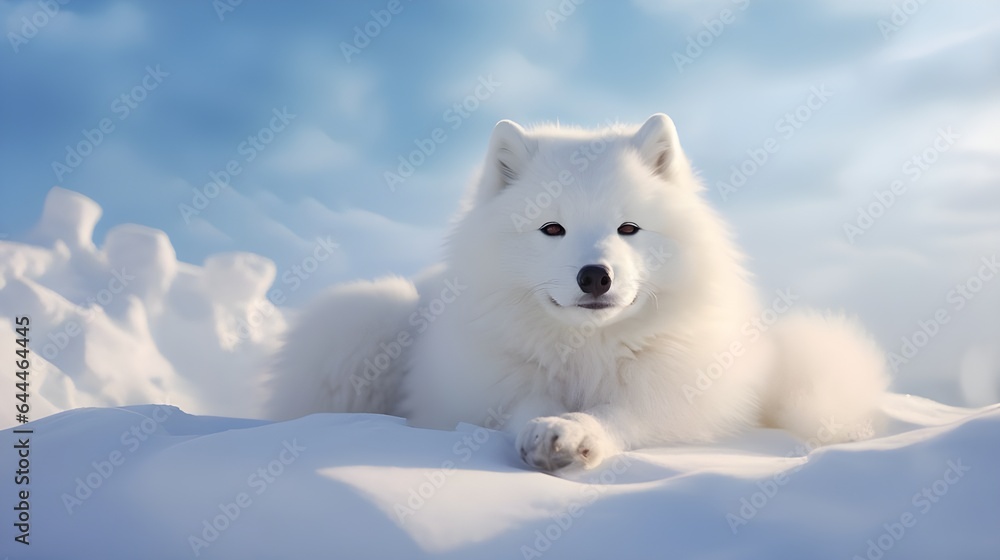 white dog in snow