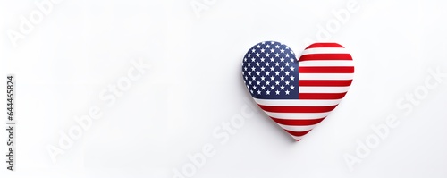 American flag heart shape with white background copy space  ai generative