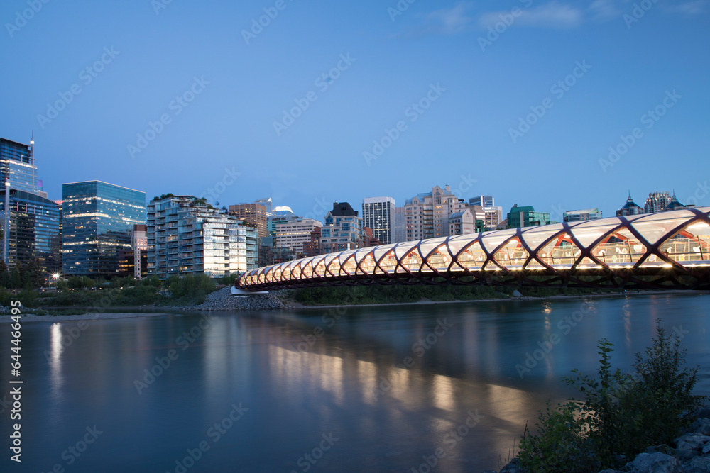 Beautiful view of The Peace Bridge in Downtown Calgary, Canada