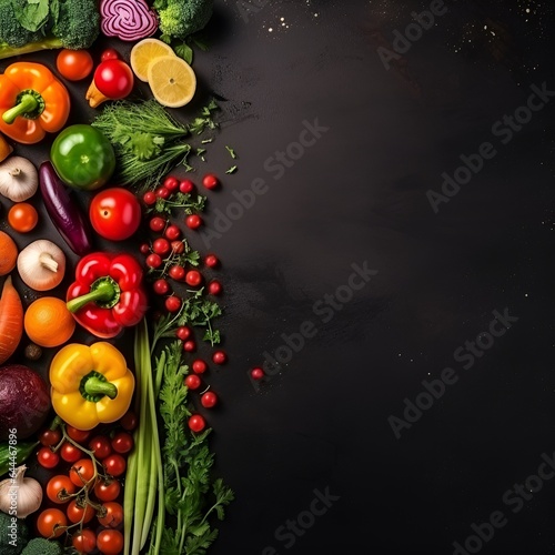 collection of vegetables and fruit spices copy space, ai generative