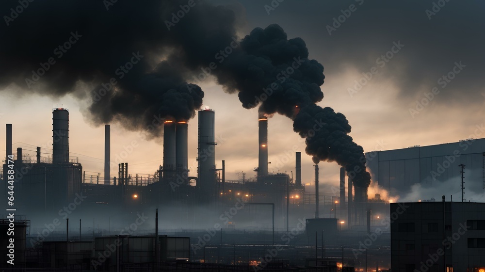 Industrial Factory Emitting Smoke in an urban area