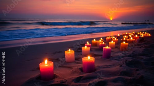 Candles on the beach  Generative AI