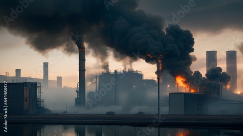Industrial Factory Emitting Smoke in an urban area