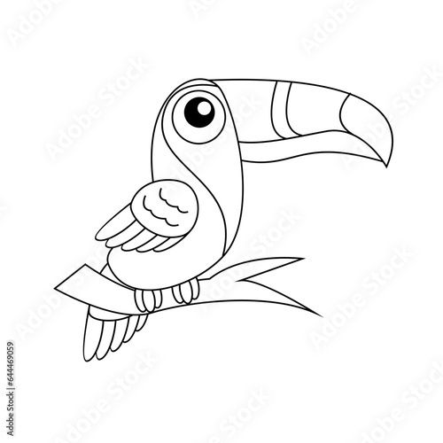 toucan bird drawing line cute black white illustration