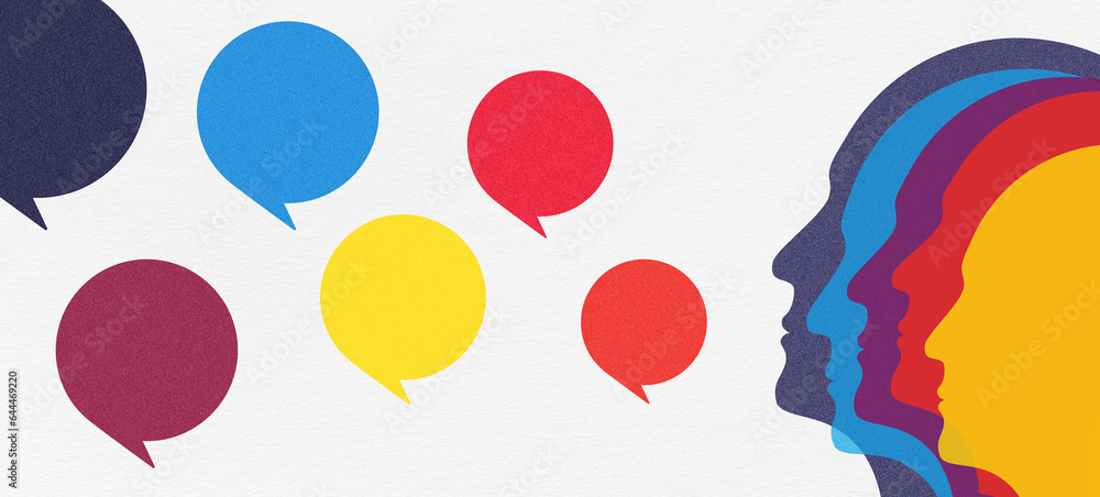 Dialogue concept. People heads with speech bubbles. Dialogue concept. People heads with speech bubbles.