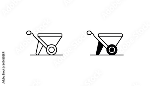 Wheel Barrow icon design with white background stock illustration