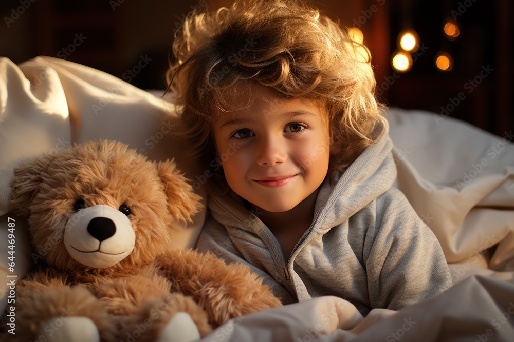 boy with soft toy bear