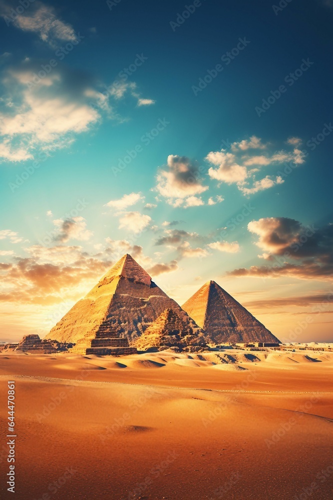 sunset over the pyramids