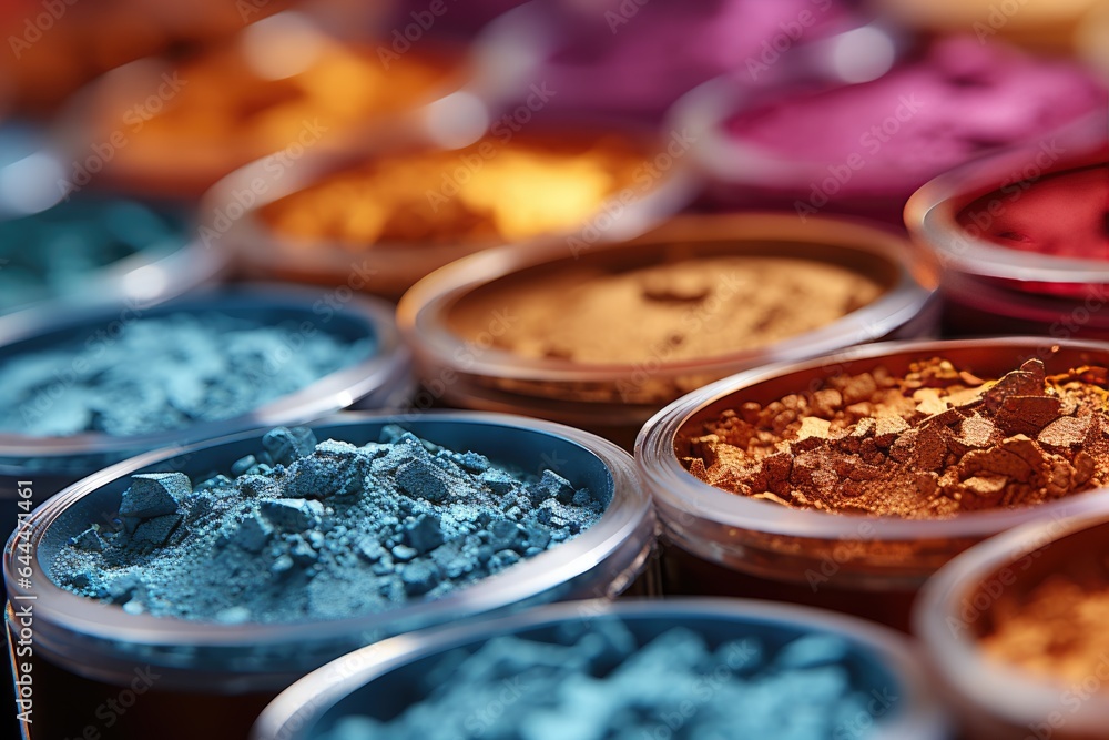 Naklejka premium Close-up of crumbly eyeshadow. Generative AI