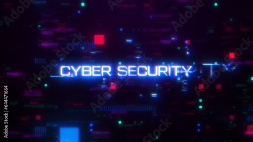 Cyber Security word with digital glitch