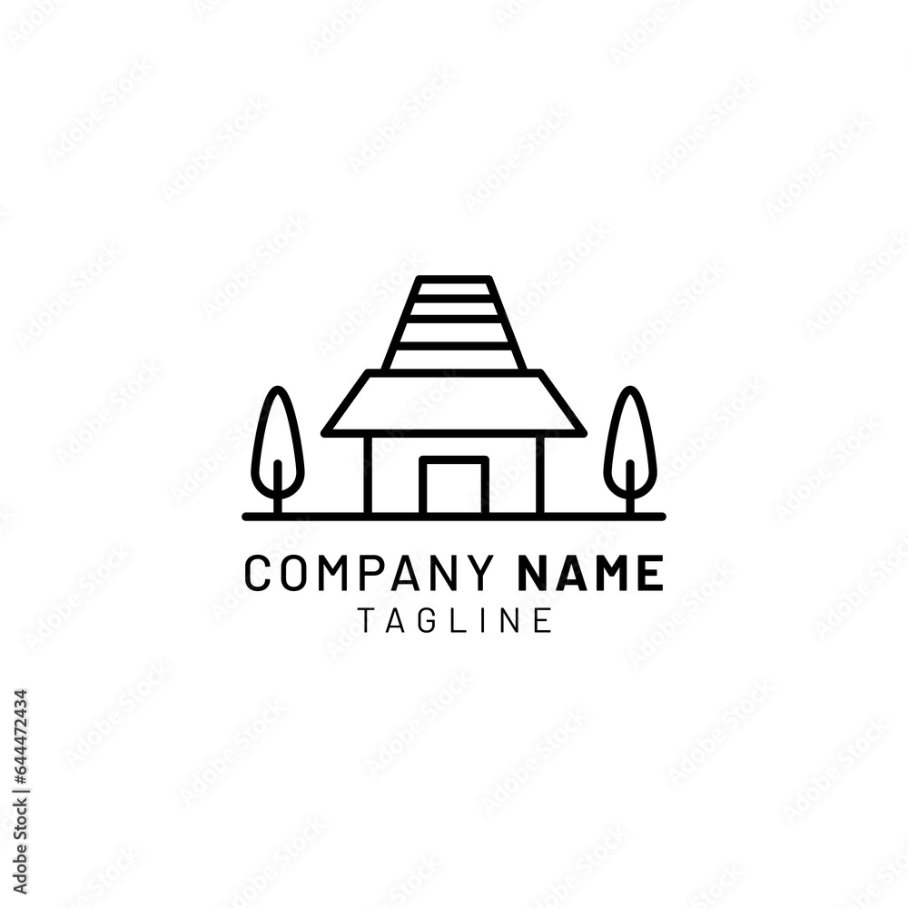 Fototapeta premium Joglo house logo with modern line style