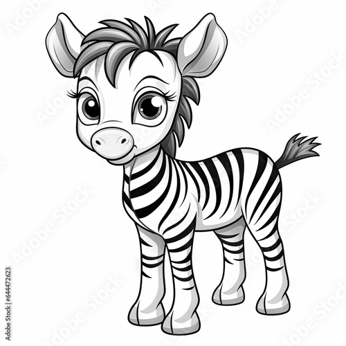 cute Zebra in black and white coloring