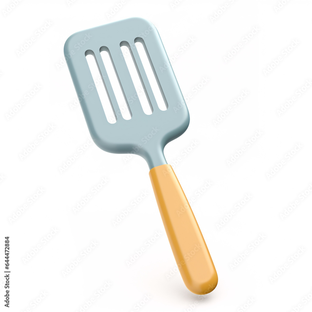 In the realm of cooking utensils, a 3D icon of a spatula, set against a clean white background. In the realm of cooking utensils, a 3D icon of a spatula, set against a clean white background.