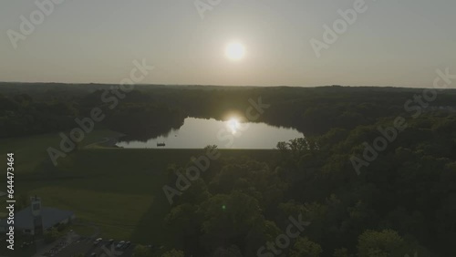 Aerial view of Centennial Park at sunset, Ellicott City, Maryland, United States. photo