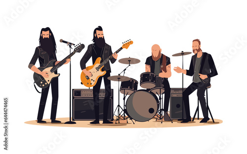 Rock band flat cartoon isolated on white background. Vector illustration