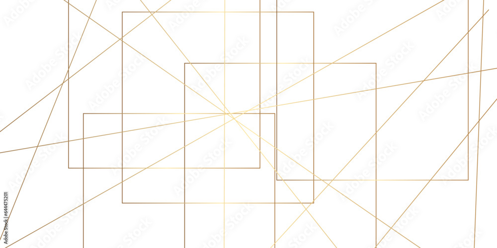 Abstract colorful golden geometric square and triangle shape, Abstract golden lines pattern texture business background. Abstract gold lines on white background with luxury shapes.