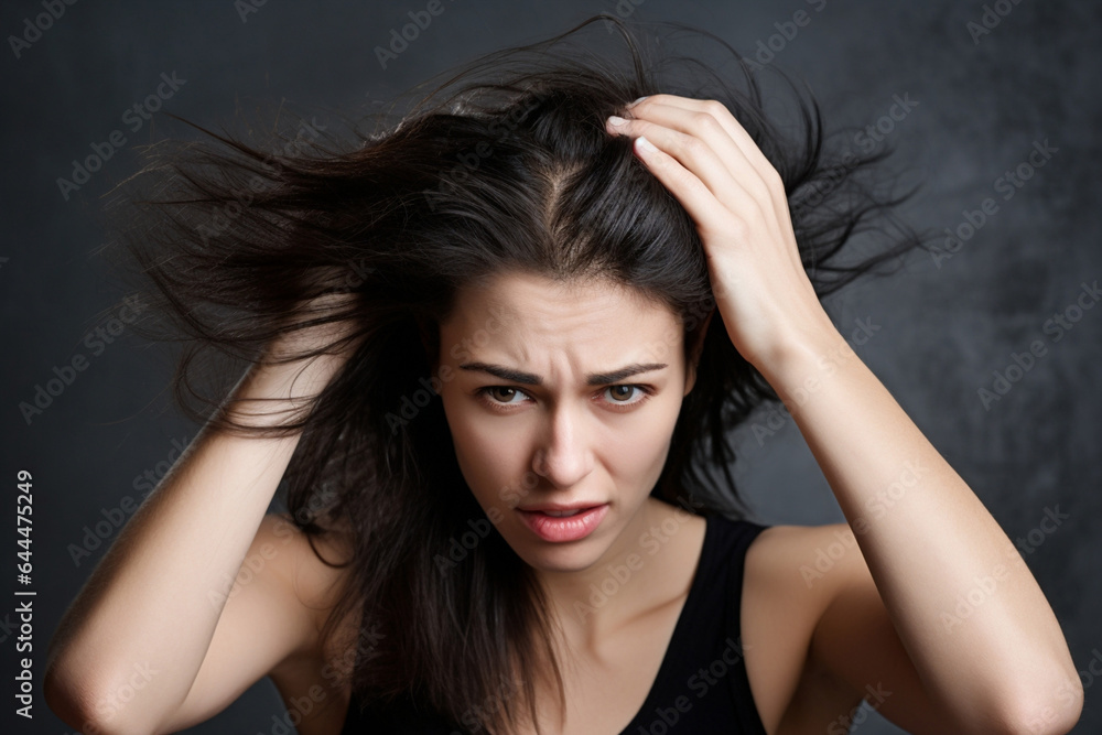 Young hair problem female emotion stress women Young hair problem female emotion stress women