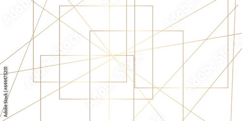 Abstract colorful golden geometric square and triangle shape  Abstract golden lines pattern texture business background. Abstract gold lines on white background with luxury shapes.