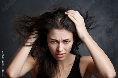 Young hair problem female emotion stress women