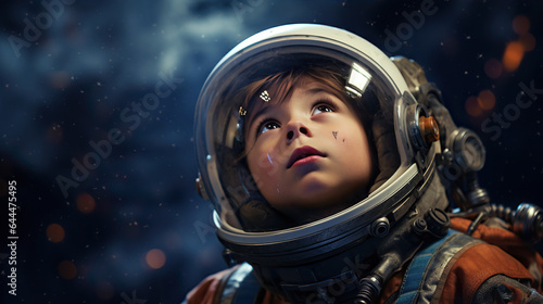 Aspiring Astronaut: An image of a child donning an astronaut suit © siripimon2525