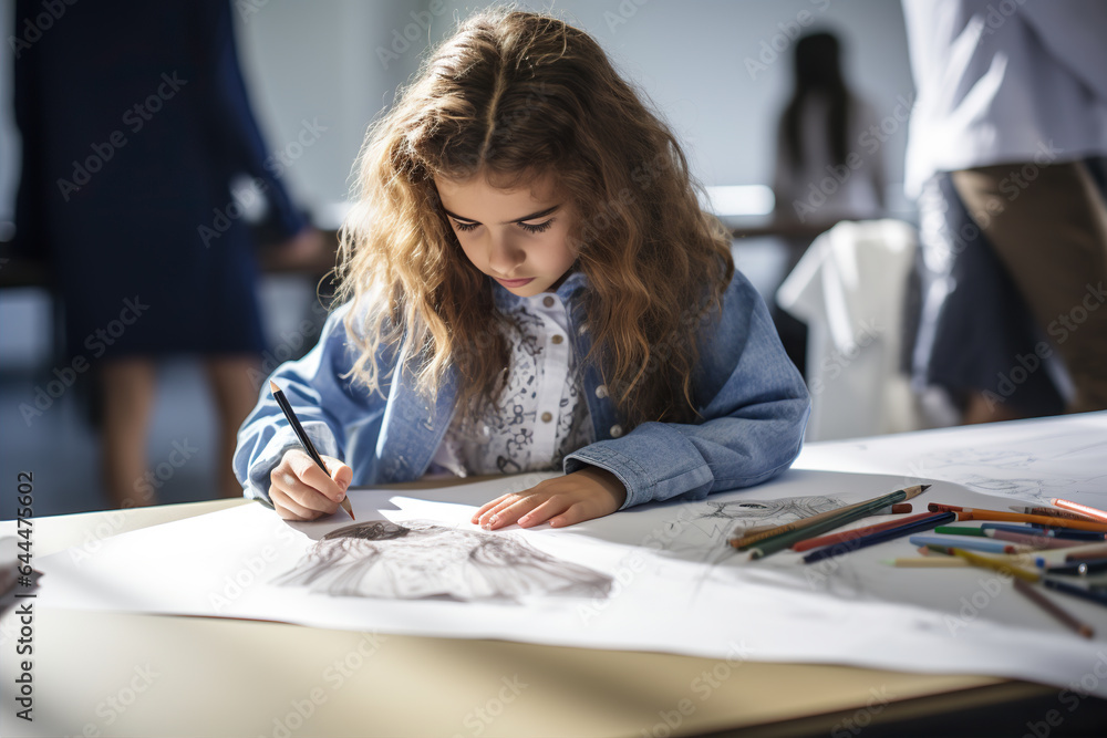 Future Fashion Designer: A close-up of a child sketching fashion designs
Future Fashion Designer: A close-up of a child sketching fashion designs
