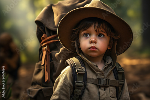 Adventurous Explorer: An image of a child dressed in khakis and a pith helmet