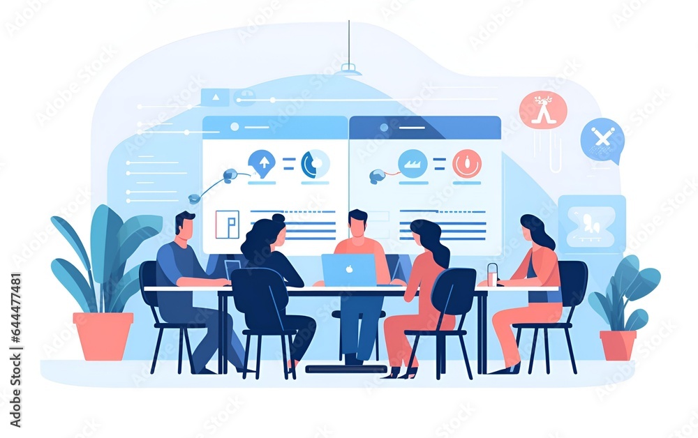 Business meeting minimalist character illustration Business meeting minimalist character illustration