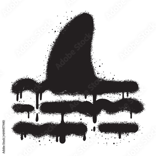 Painted Graffiti shark danger attack isolated on white background.