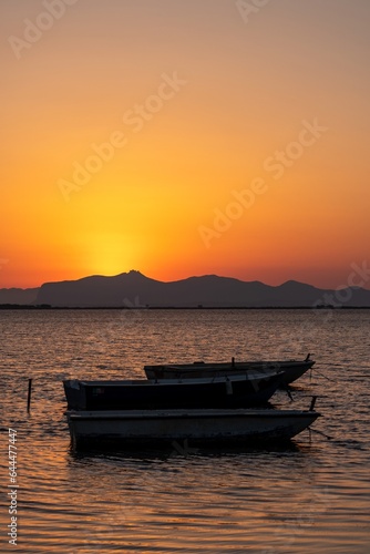 Tramonto sull isola di Favignana visto dallo Stagnone di Marsala - Trapani - Sicilia - Italia