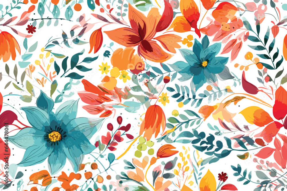 Field flowers. vector seamless pattern with cornflowers.