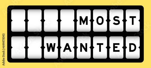Black color in word most wanted on slot banner with yellow color background