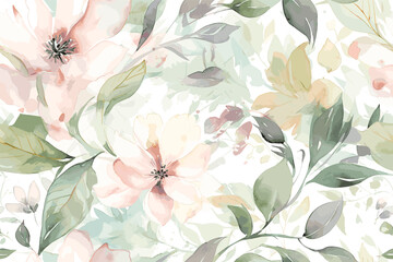 Wandcirkels Bloemen patronen Aquarel bloemen en bladeren patroon  © A to Z