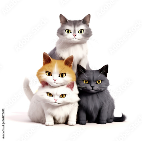 Several funny cartoon cats on a white background.